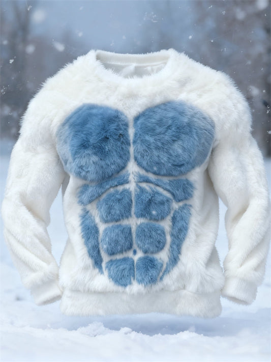 Comstylish Men's Muscular Ice Monster Cozy Plush Sweatshirt