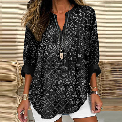 Comstylish Japanese Traditional Sashiko Patchwork Linen Tunic