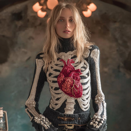 Female Anatomy Art And Heart High Collar Sweater artswardrobe