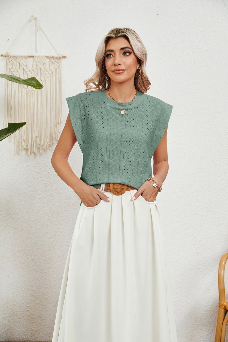 LM | Gilet d'été T-shirt à manches courtes creuses