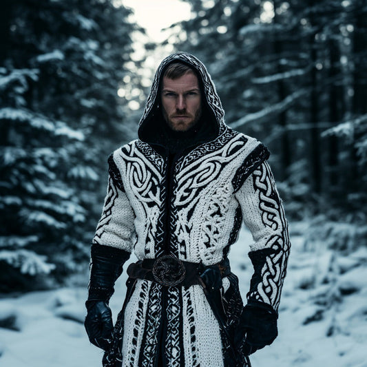 Men's Vintage Viking Celtic Mythology Hooded Cardigan artswardrobe