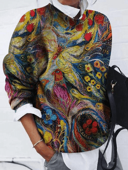 LM | Flowers and peacocks sweater