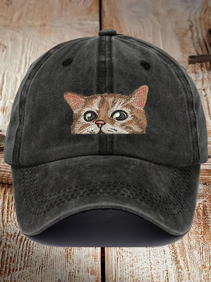 Comstylish Cute Cat Animal Print Vintage Baseball Cap