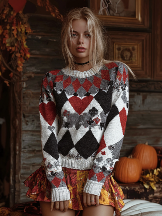 Gothic Style Lady Clown Style Retro Knitted Sweater artswardrobe