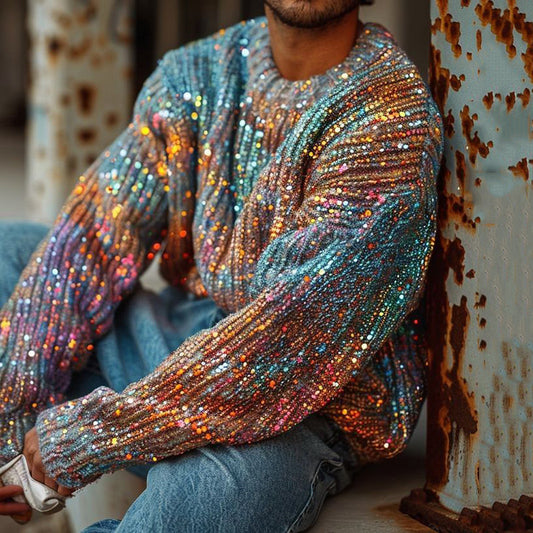 Vintage Rainbow Island Warmth Knitted Jacquard Unisex Sweater artswardrobe