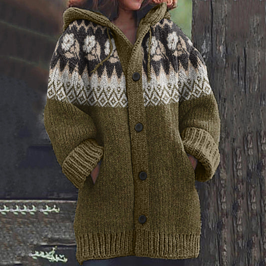 Vintage Icelandic Rose Knitted Warm Cardigan Sweater elevenforest
