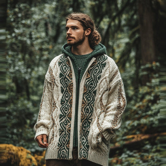 Men's Ireland Celtic Chunky Zipper Hooded Cardigan artswardrobe