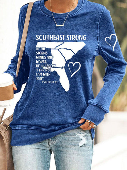 Comstylish Retro Southeast Strong Pray For North Carolina East Tennessee South Carolina Georgia And Florida Print Sweatshirt