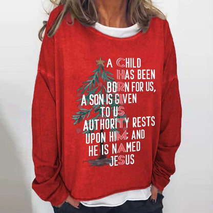 Comstylish Women's Christmas Nativity Print Casual Long Sleeve Sweatshirt