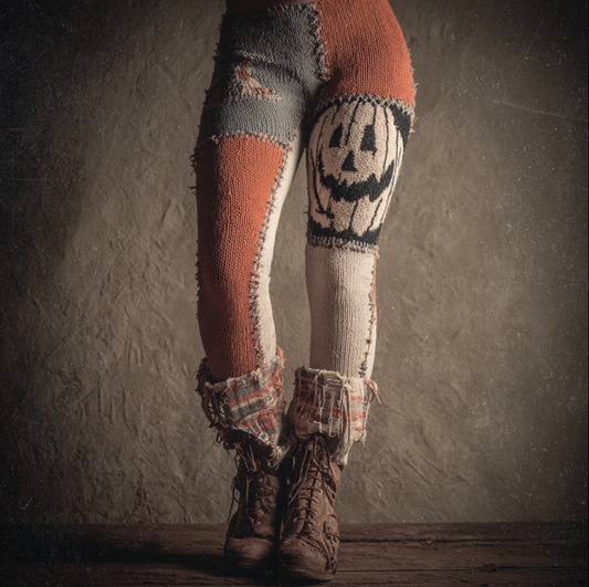 Halloween Funny Pumpkin Element Women's Knitted Tight-fitting Leggings artswardrobe