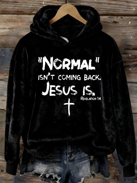 Comstylish Women's Normal Isn't Coming Back But Jesus Is Revelation14 Casual Hoode Sweatshirt
