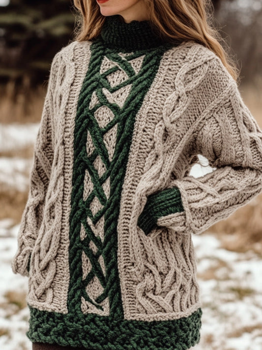 Women's Retro Irish Celtic Knot Cozy Knit Sweater artswardrobe
