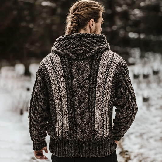 Men's Viking Pattern Cozy Zip Pocket Hooded Sweater artswardrobe