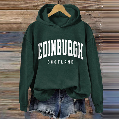 Comstylish Women's Vintage Edinburgh Scotland Print Casual Hoodie