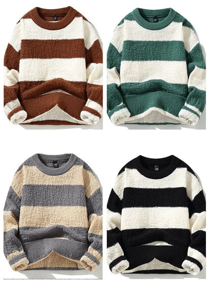 LM | Comfortable loose striped sweater 2024