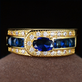 Gold Ring With Zirconia and Blue Stones