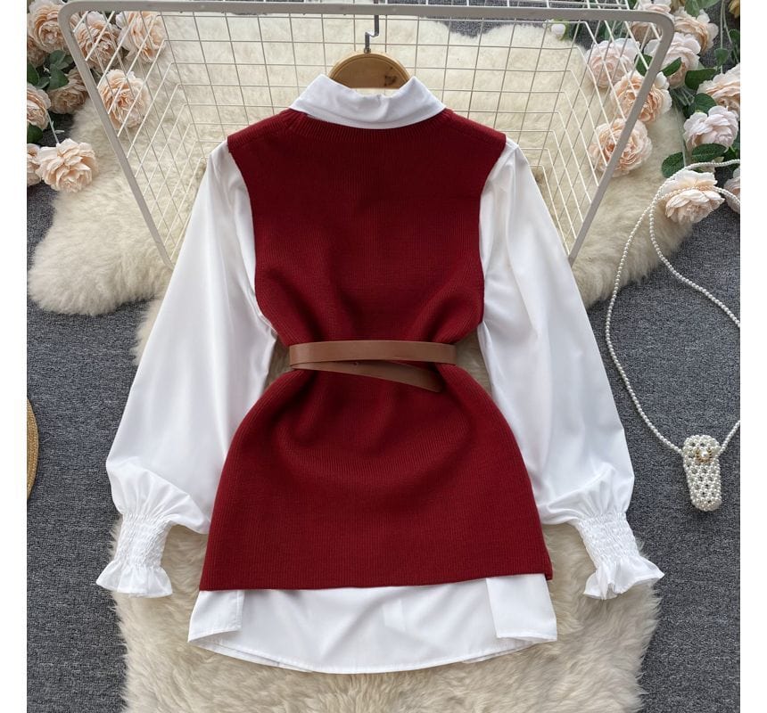 LM | Sleeveless sweater top set