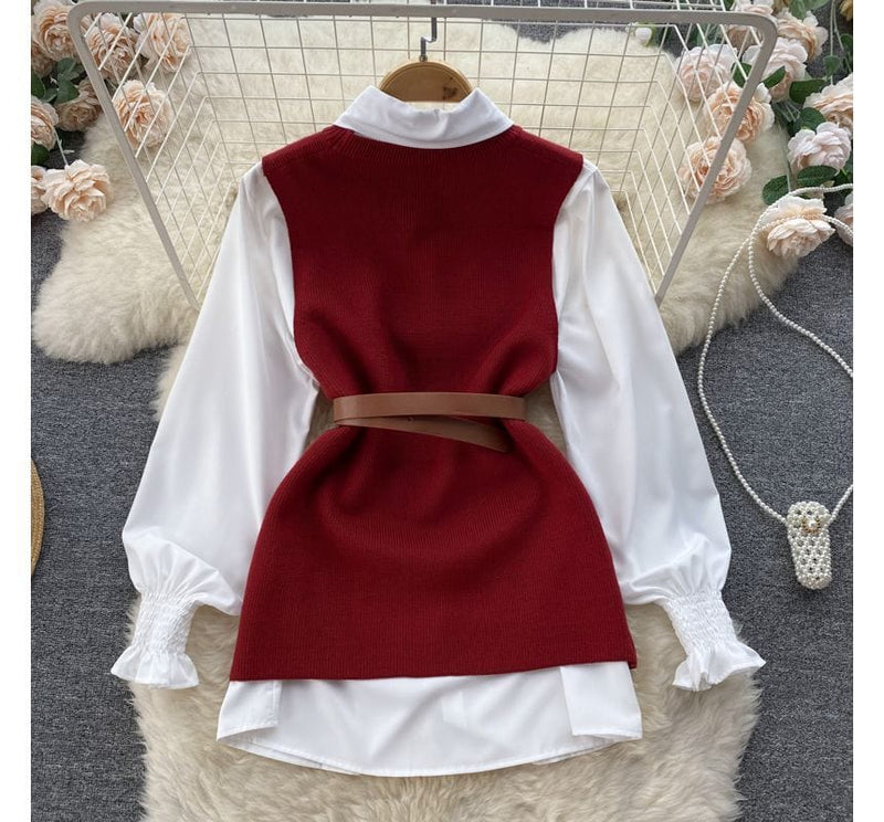 LM | Sleeveless sweater top set