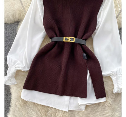 LM | Sleeveless sweater top set