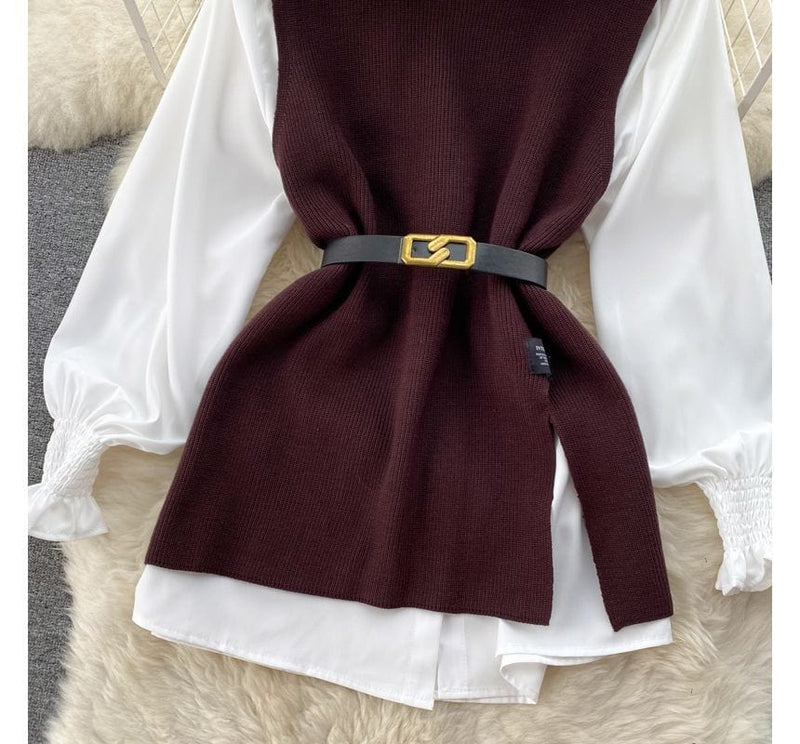 LM | Sleeveless sweater top set