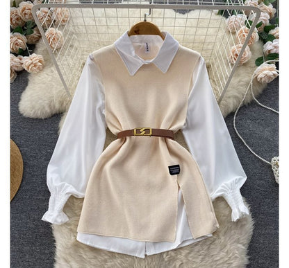 LM | Sleeveless sweater top set