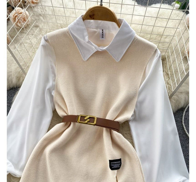 LM | Sleeveless sweater top set