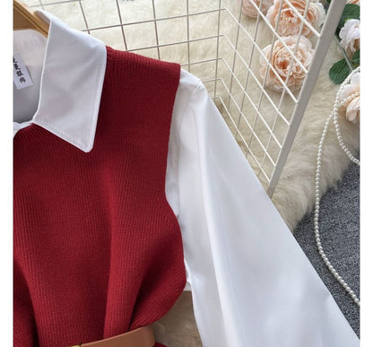 LM | Sleeveless sweater top set