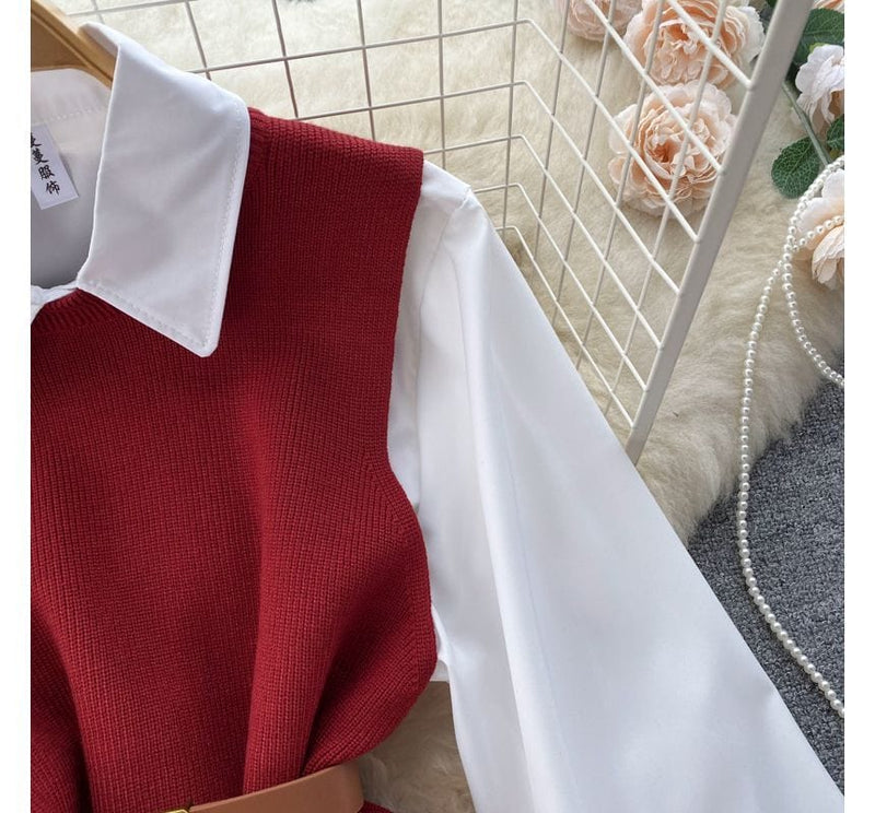 LM | Sleeveless sweater top set