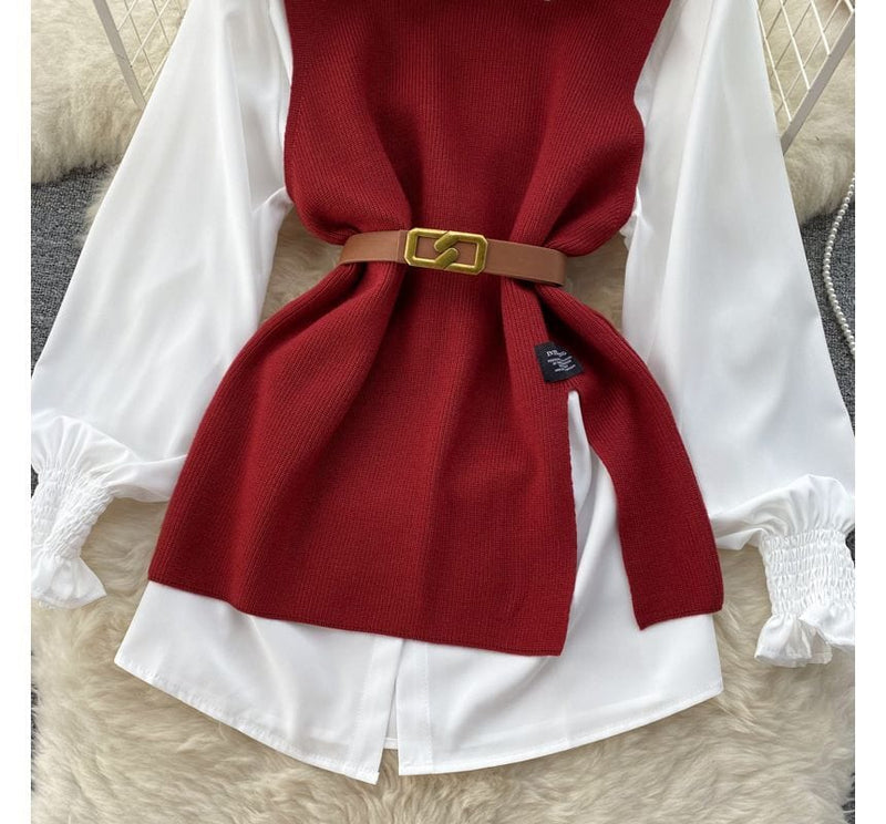 LM | Sleeveless sweater top set