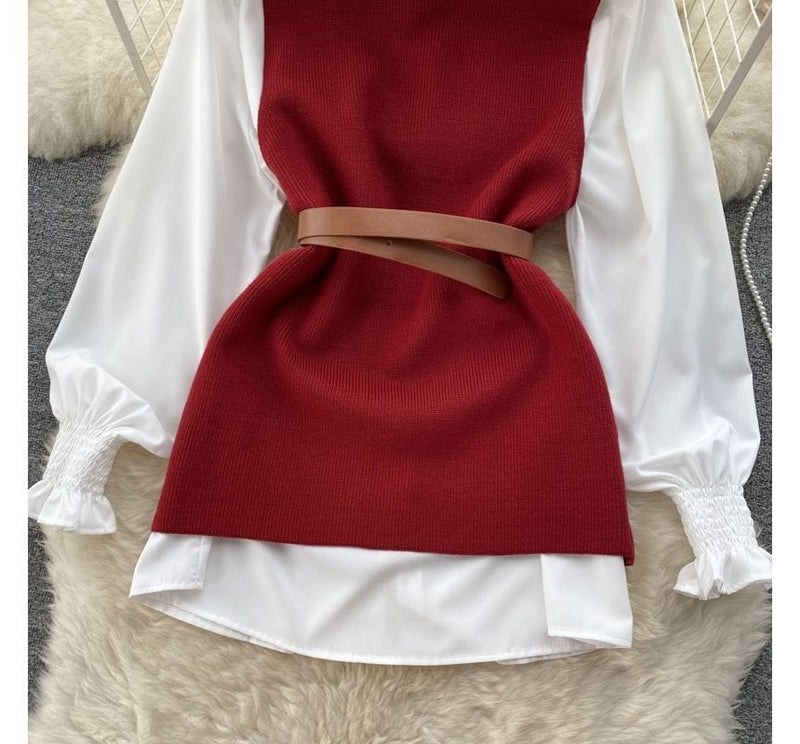 LM | Sleeveless sweater top set