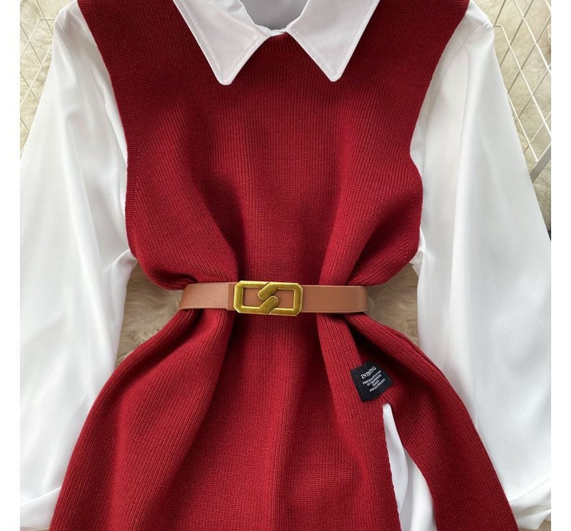LM | Sleeveless sweater top set