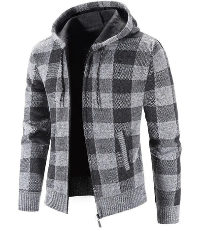 LM | Hooded sweatshirt with check pattern and long sleeves
