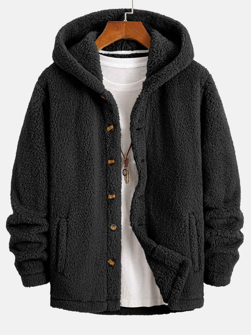 LM | Ravo™ jacket made from cozy teddy fleece with a hood and button fastening.