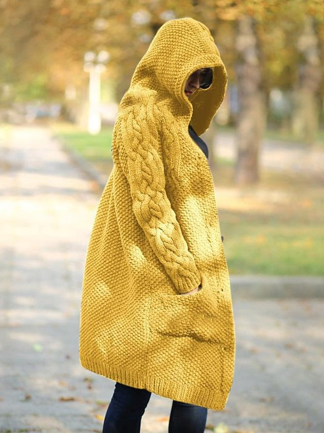 LM | Cardigan with hood in chunky knit