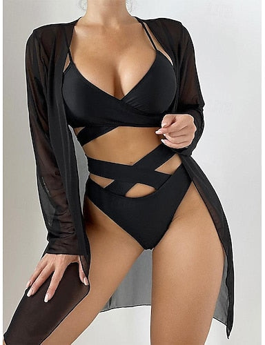Normal Pajamas Bodies Sets Plain Hot Holiday Home Bed Swimming Nylon Outdoor Stretchy Sleeveless Skirt 3-piece Summer