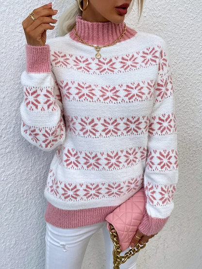 LM | Turtleneck sweater with snowflake for women 2024