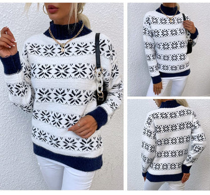 LM | Turtleneck sweater with snowflake for women 2024