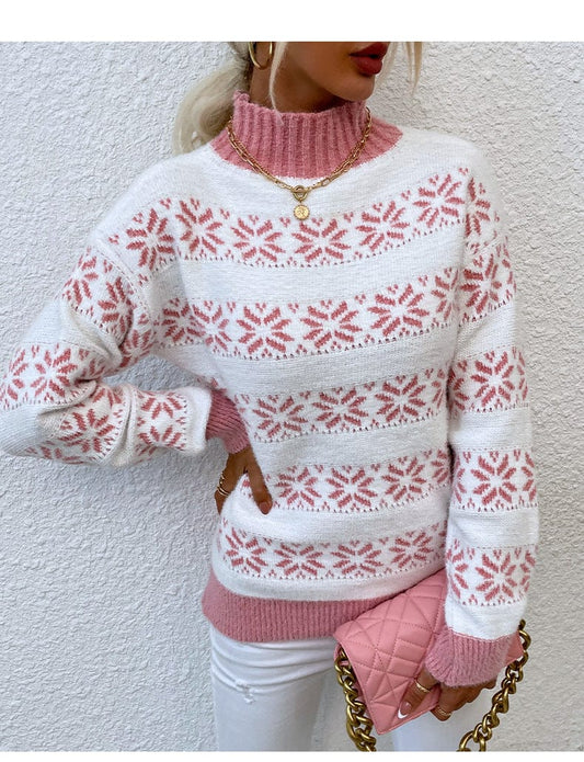 LM | Turtleneck sweater with snowflake for women 2024