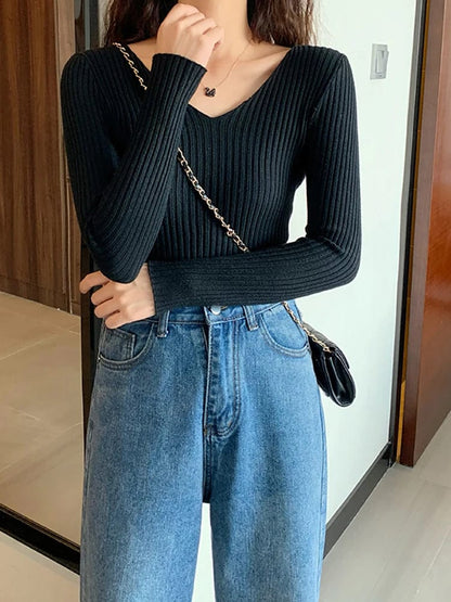 LM | Basic knitted V-neck sweater