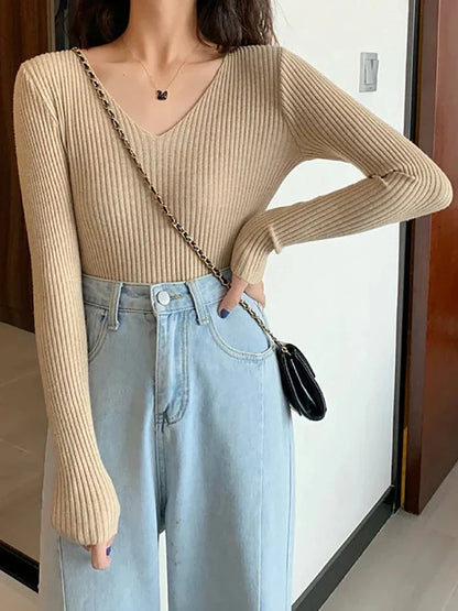 LM | Basic knitted V-neck sweater