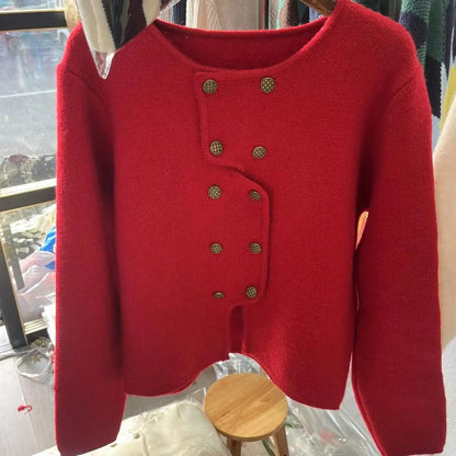 LM | Women's sweater with double-breasted button placket