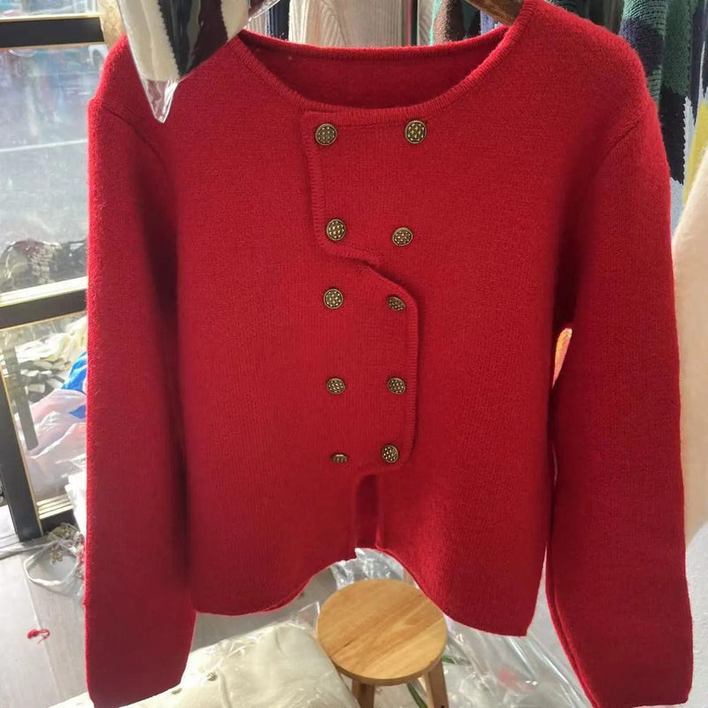 LM | Women's sweater with double-breasted button placket