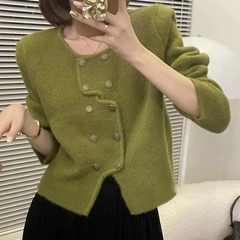 LM | Women's sweater with double-breasted button placket