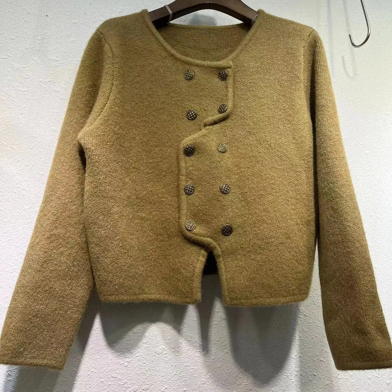 LM | Women's sweater with double-breasted button placket