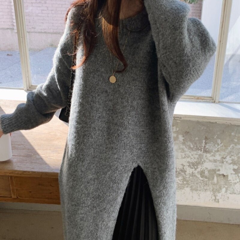 LM | Sweater midi dress with pleated detail