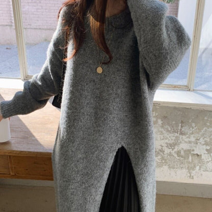 LM | Sweater midi dress with pleated detail