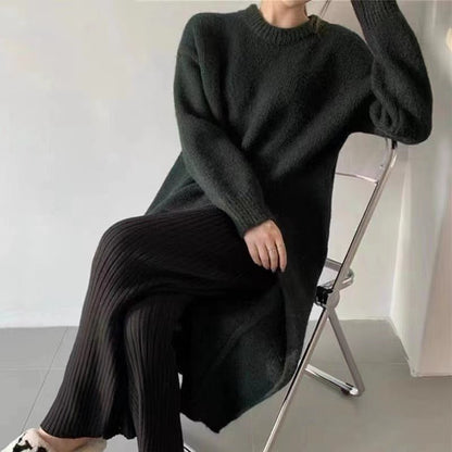 LM | Sweater midi dress with pleated detail