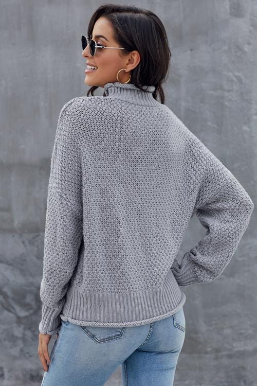 LM | MW Women's sweater in gray, long-sleeved turtleneck sweater