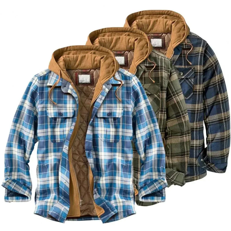 LM | Hooded shirt jacket in cotton flannel