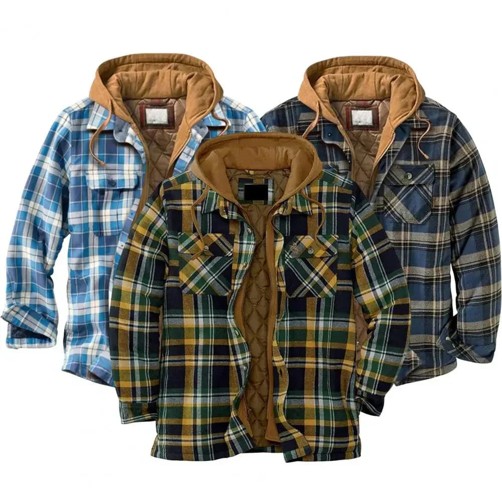 LM | Hooded shirt jacket in cotton flannel